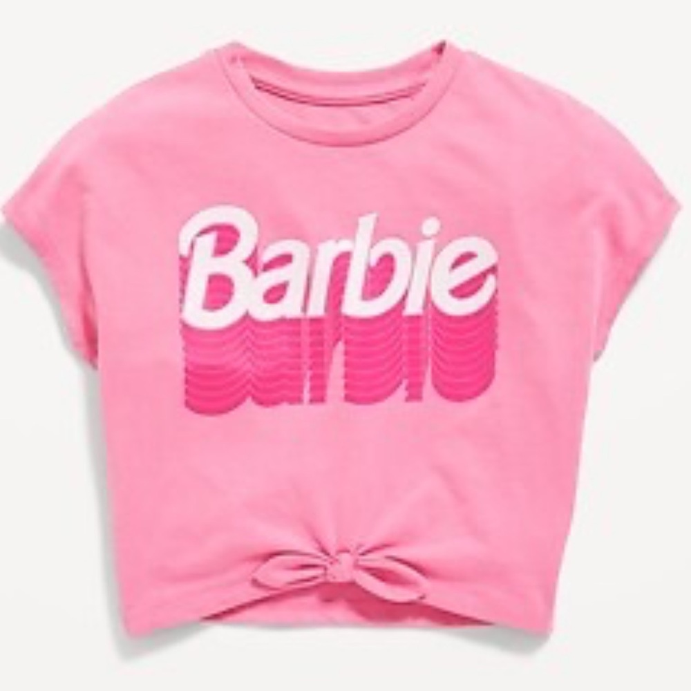 Barbie Baby Girls Hott Pink Infant Short Sleeve T-Shirt Tie-Knot 2T Toddler NWT